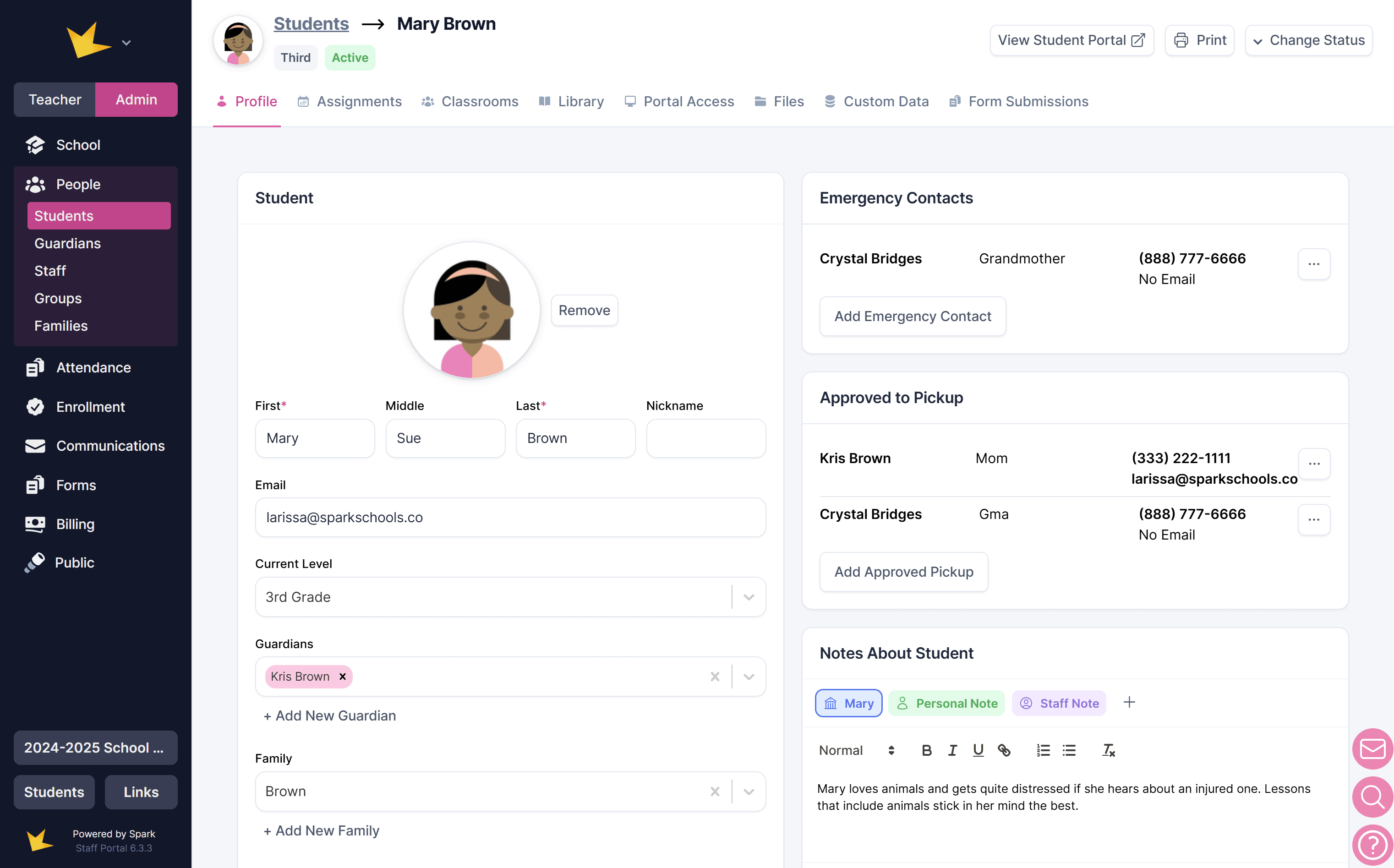Student Profile example