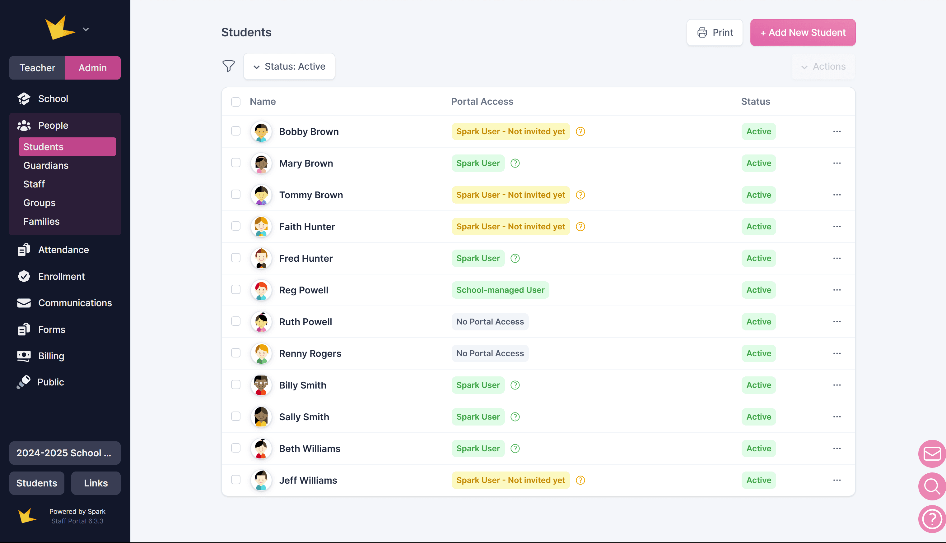 Students list