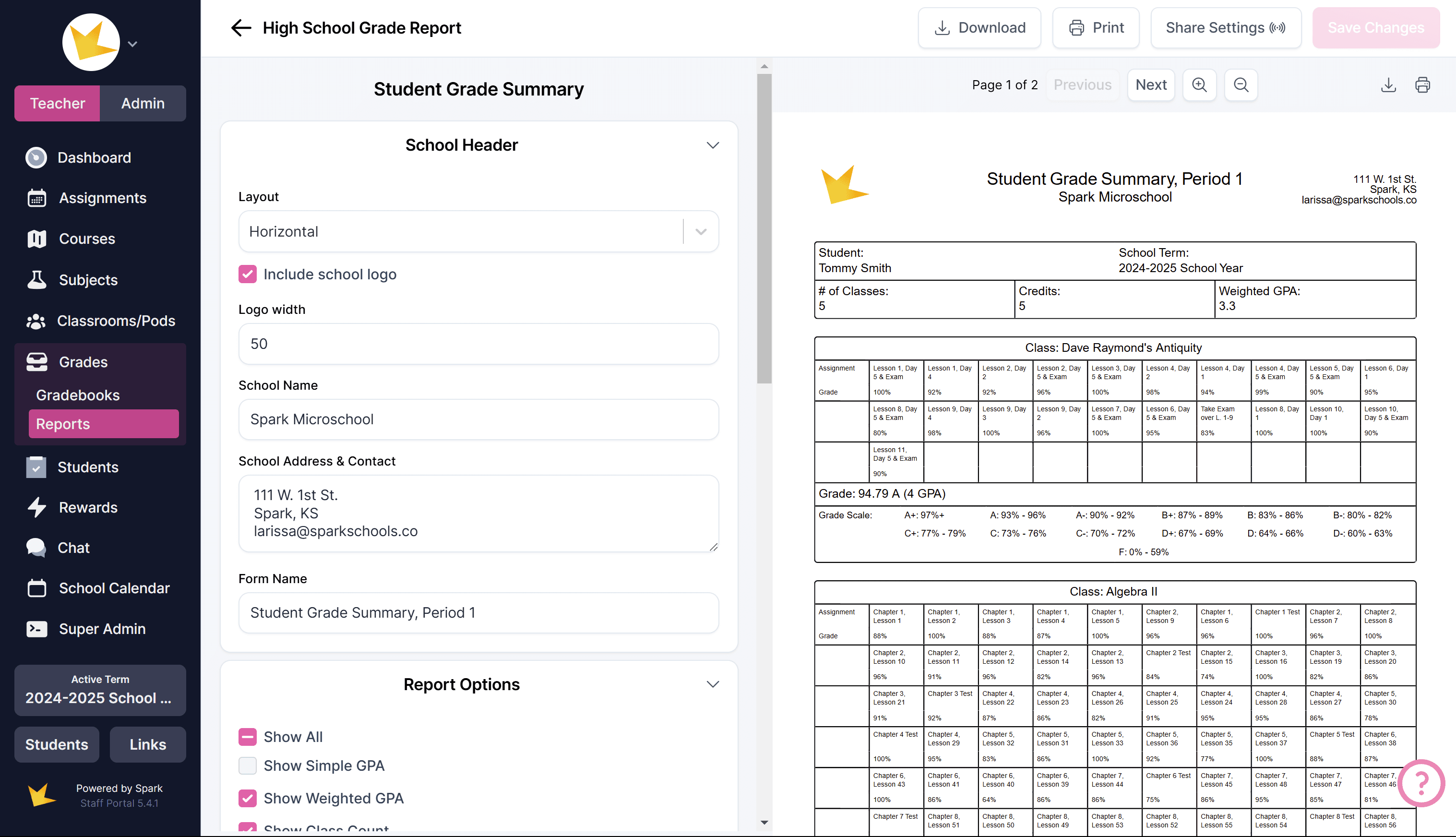 Grade Report